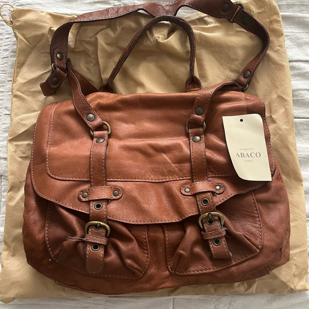 Brown Leather Satchel 13”tall x 10”wide